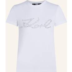 Karl Lagerfeld signatur-t-shirt Mit Strass, Frau, Weiss, Größe: