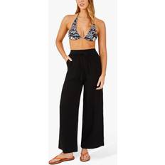 Accessorize Crinkle Cotton Beach Trousers, Black