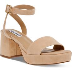 Natural - Women Heeled Sandals Steve Madden Women's Mercerr Two-Piece Block-Heel Dress Sandals Tan