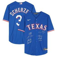 Fanatics Authentic Texas Rangers 2023 MLB World Series Champions Multi-Signed Blue Nike Max Scherzer Jersey with Signatures including Corey Seager, Adolis Garcia & Limited Edition of