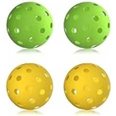 Pickleball Balls MoKo 4PCS Outdoor Pickleball Balls 40 Small Precisely Drilled Holes, Durable and Consistent Bounce Outdoor Pickleball Balls for Outdoor Courts Recreational & Club Play, Yellow Green