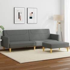 Bäddsoffor på rea vidaXL Bäddsoffa 2-Sits Med Fotpall Mörkgrå Tyg Soffa