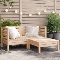 Garden & Outdoor Furniture vidaXL Garden Sofa 2-Seater with Footstool Solid Wood Pine