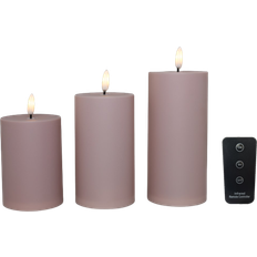 Led blockljus med fjärrkontroll Cozzy Utomhus Blockljus 3D Flamma Rosa 3 Pack LED-ljus