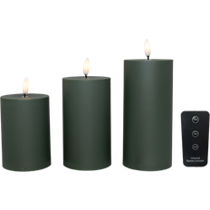 Led blockljus med fjärrkontroll Cozzy Utomhus Blockljus 3D Flamma Grön 3 Pack LED-ljus
