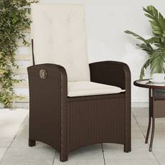 vidaXL Sedia Reclinabile Da Giardino Con Cuscini Marrone In Polyrattan Poltrona
