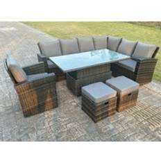 Rattan corner 9 seater Fimous High Back Rattan Corner Outdoor Lounge Set
