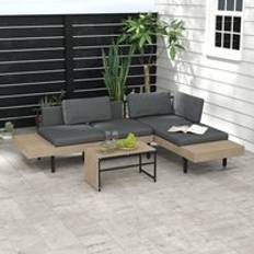 Grey Outdoor Lounge Sets OutSunny L Shape Outdoor Lounge Set