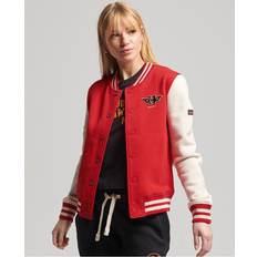 Superdry Womens Vintage Collegiate Baseball Jersey Bomber Jacket Red Cotton