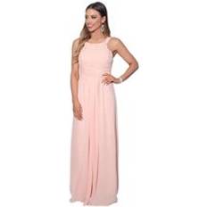 Krisp Pleated Front Chiffon Maxi Dress Pink