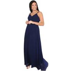 Krisp Crochet Back Strappy Chiffon Maxi Dress Navy