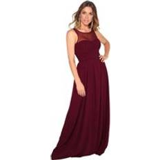 Krisp Gem & Mesh Front Chiffon Maxi Dress Wine