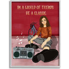 Interior Details Stupell Motivational Girl w/ Boombox On Wood Framed Art