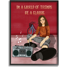 Interior Details Stupell Motivational Girl w/ Boombox On Wood Framed Art