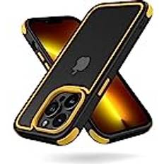 Mob MobNano Kompatibel med iPhone 13 Pro 5G, ultratunt hybridfodral, mjukt TPU-stötsäkert stötskydd reptåligt skydd för iPhone 13 Pro – svart gul