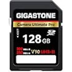 Gigastone UHS-II V90 128GB SD-kort, Ultimate Pro kamera, hastighet upp till 300/250 MB/s, U3 SDXC 4K Ultra HD UHD Video för DSLR Canon, Nikon, Sony, Pentax, Kodak, Panasonic, med 1 minifodral