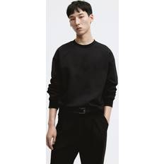 Round Jumpers H&M Men Black Loose Fit Sweatshirt