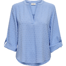 XXS Bluser JdY Bluse 7/8 Dobby V-neck Top Wvn Blå