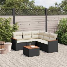 vidaXL 6-Pack Garten Sofagarnitur mit Kissen Schwarz Lounge-Set