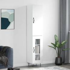 vidaXL Aparador Alto Madera Contrachapada Blanco Brillo 34.5x34x180 cm