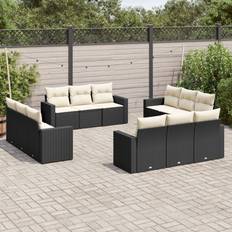 Homie Garden Sofa Black PE Rattan Powder-Coated Steel Large Outdoor Lounge Set