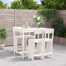 White Outdoor Bar Sets Garden & Outdoor Furniture Homie Gartenbar-Set 5-tlg Weiß Massivholz Kiefer Bargruppe