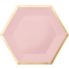 Pappteller Sechseck rosa-gold 16x13,5cm 10 Stück