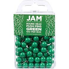 Green Paper Clips & Magnets Jam Paper Colorful Round Head Map Push Pins 100 Pack