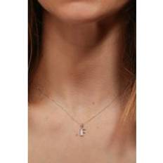 Freemans Solid White Gold Diamond Initial Pendant Necklace