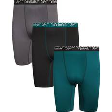 Reebok Men Underwear Reebok Men's Underwear Big and Tall Long Leg Performance Boxer Briefs 3 Pack2XL 4XL 3X-Large, Pearl/Black/Teal