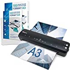 Waytex Laminator A3 A4 A5 A6 A7 Pro snabb varm och kall upp till 2 x 125 mikron för kontors- eller hemanvändning förpackning med 100 A4-fickor 100 A3-fickor
