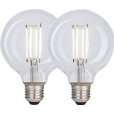 Light Bulbs Harper 8 Watts G95 E27 LED Bulb Clear Globe Cool White Dimmable, Pack of 2 One Size