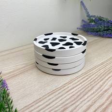 Stoneware Coasters Metro Lane Cow Print Round 4 Coaster 4pcs