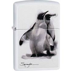 Lighters Zippo Spazuk Smoking Penguin White Matte Pocket Lighter