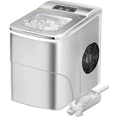 Ice Makers SMETA SMETA Bullet Ice Maker Machine Countertop, Chewable Nugget Ice Chip Maker Crushed Ice Machine Soft Chewy Bullet Ice Cubes Quick in 6-10mins, 26lbs/24H with Ice Scoop, Machine Stainless Steel, Silver