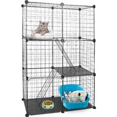 iMounTEK 3-Tier Cat Cage Enclosure Metal Cat House Crate Detachable Cat Playpen