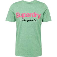 Superdry T-Shirt grünmeliert pink schwarz