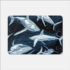Blue Place Mats Warren Reed Hand Drawn Shark Pattern Place Mat Blue