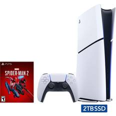 Sony 2023 New PlayStation 5 Slim Upgraded 2TB Disc Edition Marvel Spider-Man 2 Bundle and Controller Charger White, Slim PS5 2TB PCIe SSD Gaming [video game] [video game] [video game]