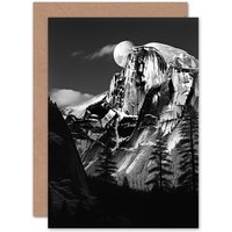 Rectangular Cards & Invitations ARTERY8 Moonrise Behind Half Dome Yosemite National Park Birthday Blank Greeting Card Grey One Size