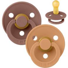 Trä Nappar Bibs Rund Colour Napp 2-Pack Stl 2 Naturgummi Woodchuck/Pumpkin