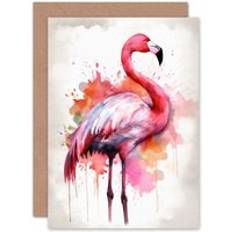 Pink Cards & Invitations ARTERY8 Watercolour Flamingo Pink Watercolour Birthday Thank You Blank Greeting Card One Size