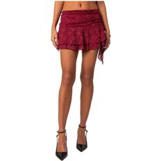 Rojo Faldas Edikted Women's Ruby ruffle lace mini skirt Burgundy