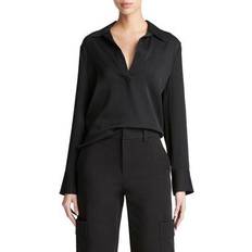 Silke Polotrøjer Vince V-Neck Bluse Med Sideslidser - Sort