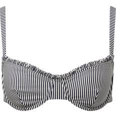 Onia Marilyn Striped Seersucker Bikini Top