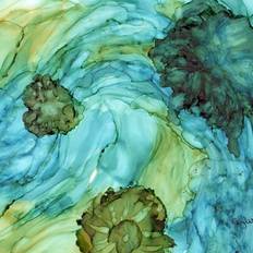 Turquoise Place Mats Carolines Treasures Abstract In Teal Flowers Fabric Placemat Multicolor Place Mat Turquoise