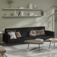 Svarta Soffor på rea vidaXL Bäddsoffa 2-Sits Svart Sammet Soffa 2-sits