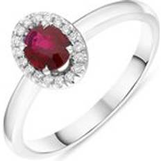 Bloch 18ct White Gold Ruby Diamond Oval Cluster Ring