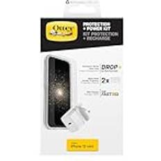 OtterBox Drop Protection Bundle för Apple iPhone 12 mini, Symmetry Clear Skyddande Tunt Skal, Alpha Glass Skärmskydd och UK USB-C 20W USB-C PD, Vit