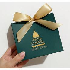 Gold Gift Bags Shein 10pcs Green Christmas Tree Style Gift Boxes and Bags with Gold Ribbon for Wrapping Cookies and Candy Deluxe Christmas Gift Bags with Gold Foil Design